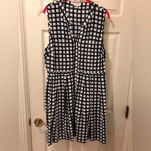 Crown and ivy button down dress navy and white.